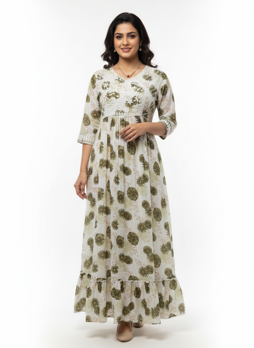 SHIHRI Imported Georgette Embroidered Maxi Dress for girls – Stylish Long dress