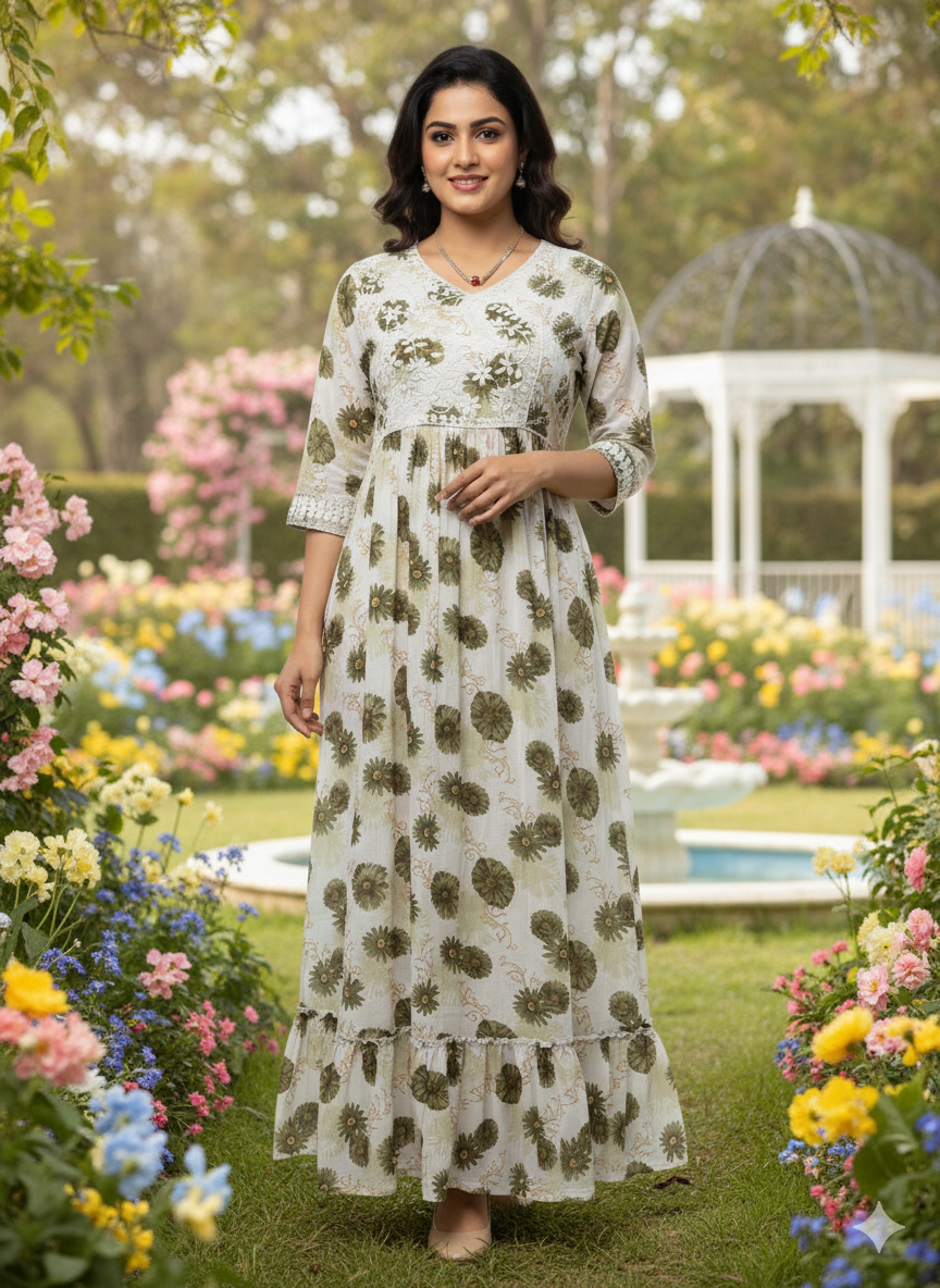 SHIHRI Imported Georgette Embroidered Maxi Dress for girls – Stylish Long dress