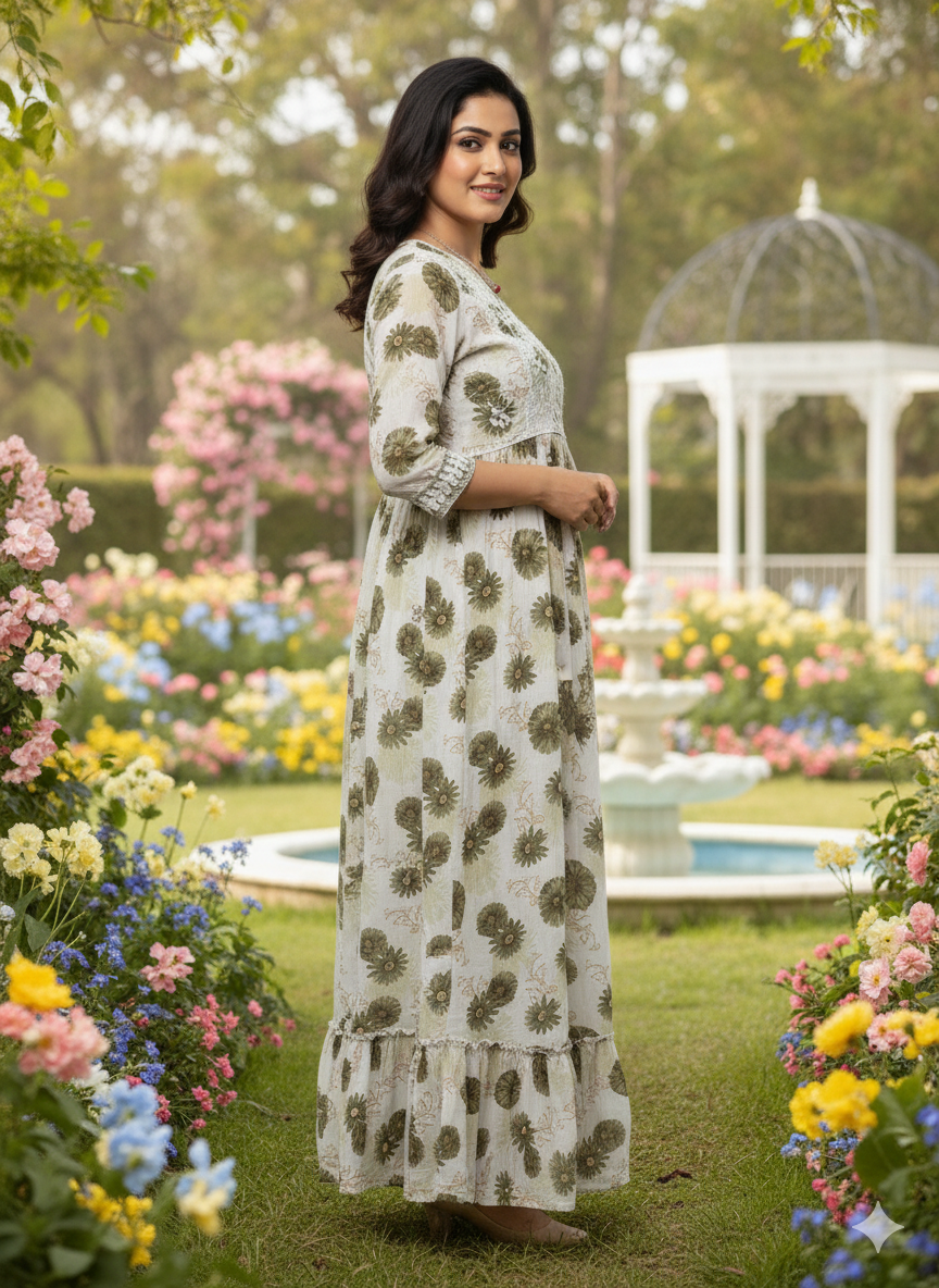 SHIHRI Imported Georgette Embroidered Maxi Dress for girls – Stylish Long dress