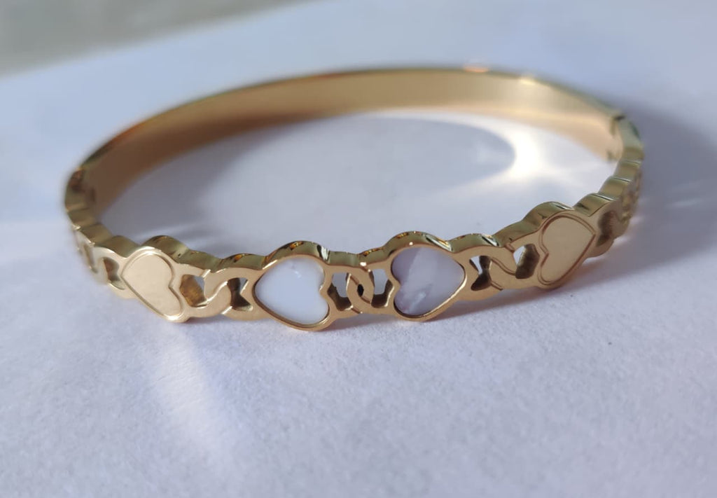 SHIHRI "Stainless Steel Heart Design Bracelet for Women & Girls | Elegant Love Bangle Jewelry - Everyday & Party Wear"