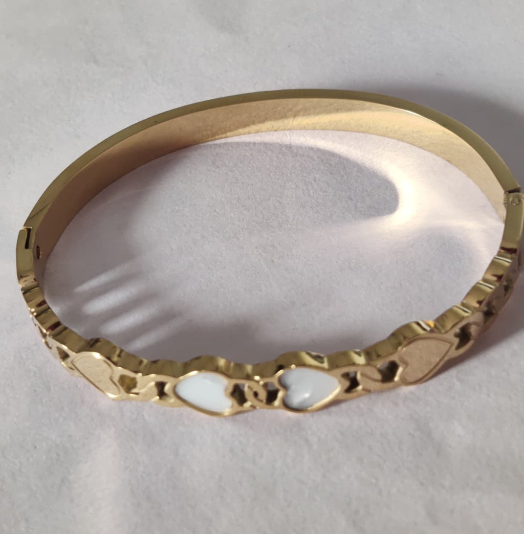 SHIHRI "Stainless Steel Heart Design Bracelet for Women & Girls | Elegant Love Bangle Jewelry - Everyday & Party Wear"