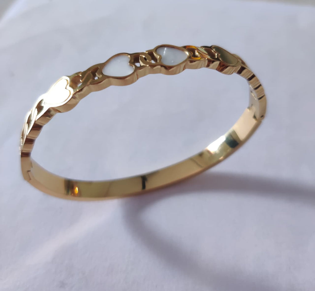 SHIHRI "Stainless Steel Heart Design Bracelet for Women & Girls | Elegant Love Bangle Jewelry - Everyday & Party Wear"