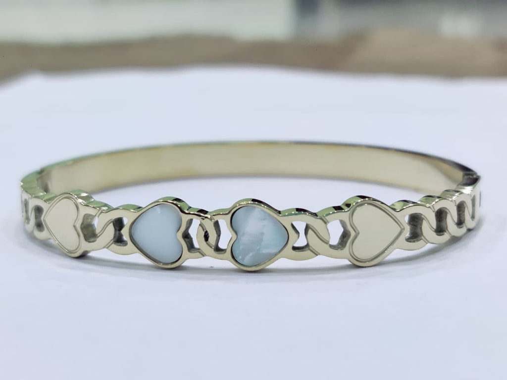 SHIHRI "Stainless Steel Heart Design Bracelet for Women & Girls | Elegant Love Bangle Jewelry - Everyday & Party Wear"