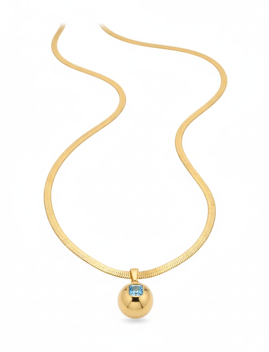 ✨ Stylish Stainless Steel Gold Plated Necklace for Women & Girls | Elegant Round Pendant with White Stone | Daily Wear & Party Wear Jewellery Gift