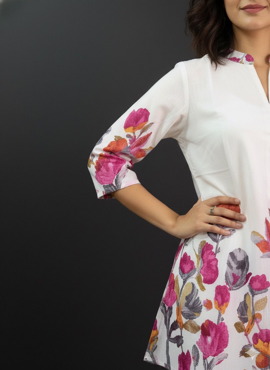 SHIHRI,Premium Rayon Cotton Floral Printed Co-ord (Set of 2)for Women – Elegant Summer Wear with Straight Pants & 3/4 Sleeves